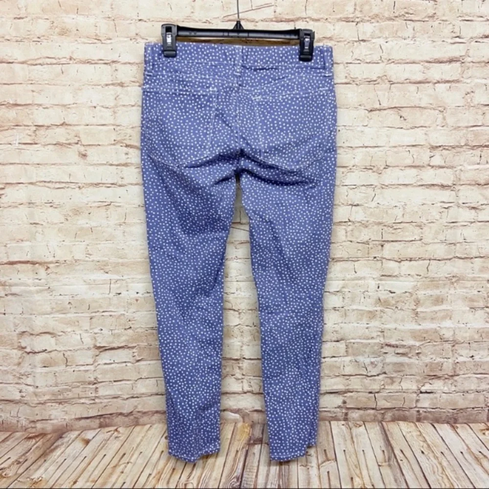 J Crew Womens Toothpick Jeans Size 27 Skinny Stretch Polka Dot White Blue